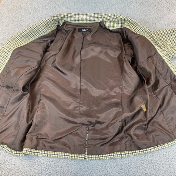 Talbots Blazer Jacket Womens 12 Green Brown Wool Blend Houndstooth Wood Button - Picture 6 of 12